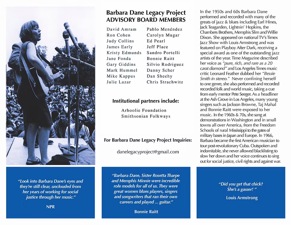 Barbara Dane Legacy Project Advisory Board Members